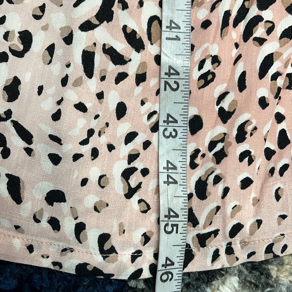 Time and Tru Dress Pink Animal Print Midi Button Front Short Sleeve Medium - Picture 12 of 12